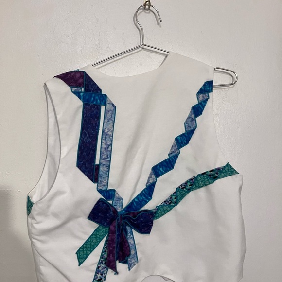 Applique vest with bow in back fully handmade M original vest - Picture 8 of 10